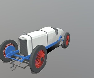 Low Poly Cartoon Duesenberg GP Racing Car