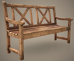 Old Wooden Bench - Low Poly