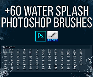 +60 Water Splash PS Brushes & PNG