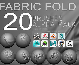 20 Fabric Fold Alphas/Normalmaps Detail Brushes