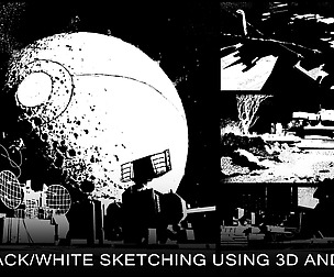 black/white sketching using 3d and 2d