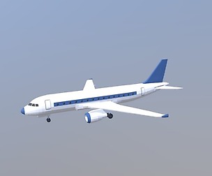 Low Poly Cartoon Airbus A320 Airplane