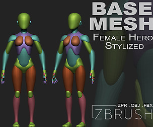 Female Hero Stylized Base Mesh
