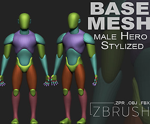 Male Hero Stylized Base Mesh
