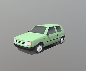 Low Poly Cartoon Fiat Uno 1983 Car
