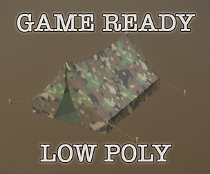 Tent with camouflage color low poly game ready