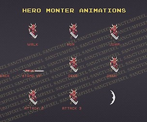 Burning Demon Pixel Art Monster Asset