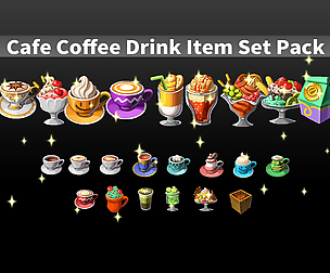 Cafe Coffee Drink Item Set Pack