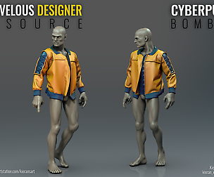 Cyberpunk Bomber Jacket - Marvelous Designer