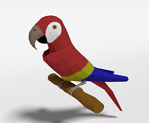 Low Poly Cartoon Macaw Parrot