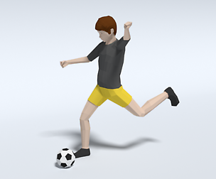 Low Poly Kid Playing Football
