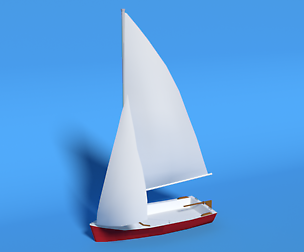 Low Poly Cartoon Javelin Dinghy Sailboat