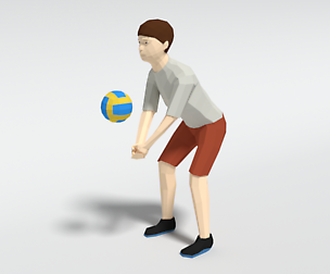 Low Poly Kid Playing Volleyball