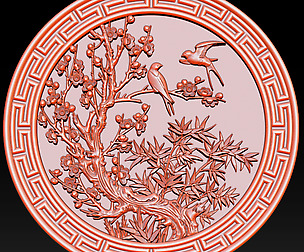 Mural bamboo wood carving file stl for CNC