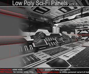 Low Poly sci-fi panels vol 1