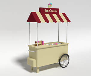 Low Poly Cartoon Ice Cream Cart