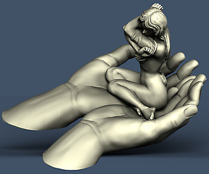 hands hold the girl on the palms