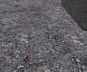 Roadside gravel.