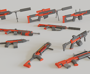 Scifi Low Poly Guns asset pack