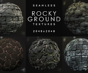 Seamless PBR Rocky Ground Texture Sets