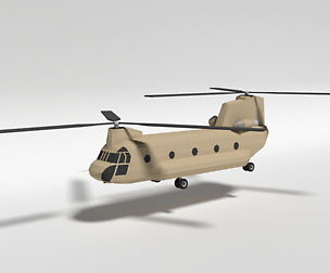 Low Poly Cartoon Boeing CH-47 Chinook Helicopter