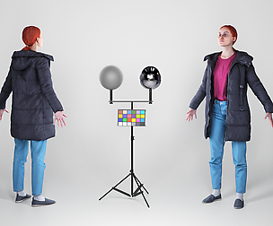 Woman in a black jacket in A-pose 119
