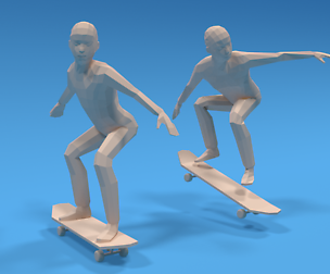Low Poly Kids Skateboarding