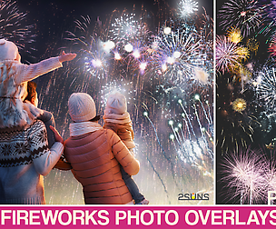 Holiday fireworks overlays, christmas png clipart