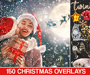 150 Christmas, overlays, photoshop, lights, snow