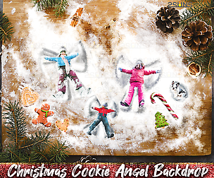 Christmas Digital Backdrop Snow Angel, Baking flat