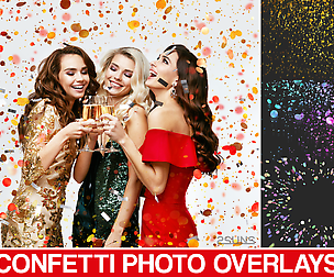 35 Confetti Photo overlays, Realistic falling png
