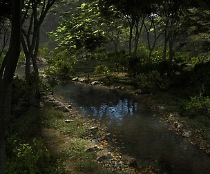 Shady brook in Blender