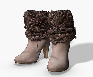 Fur Trim Heel Boots - Photoscanned PBR