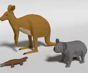 Low Poly Cartoon Australian Animals Pack