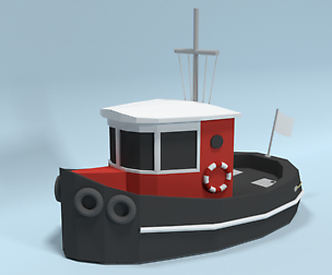 Low Poly Cartoon Candu E-Z Mini Tugboat