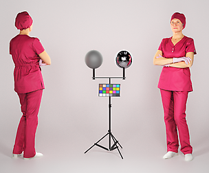 Adult surgical nurse in red uniform 125