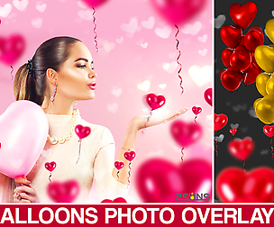 40 Heart balloons photo overlays valentines