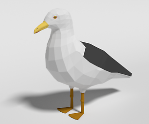 Low Poly Cartoon Seagull