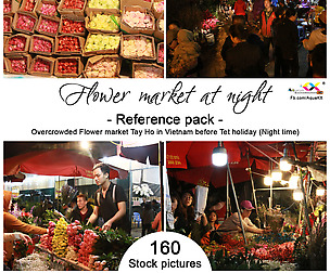 Flower market at night Photo reference pack