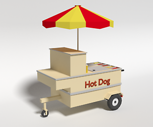 Low Poly Cartoon Hot Dog Cart