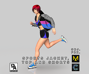 Sports Jacket, Top and Shorts - MD & Clo3D