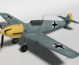 Low Poly Cartoon Messerschmitt Bf 109E-3 Emil WW2