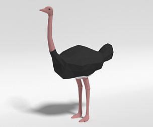 Low Poly Cartoon Ostrich