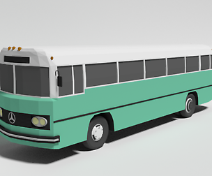 Low Poly Cartoon Retro Bus
