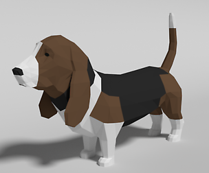 Low Poly Cartoon Basset Hound Dog