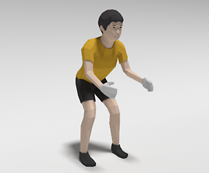 Low Poly Cartoon Goalkeeper Kid