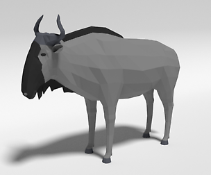 Low Poly Cartoon Gnu Wildebeest Antelope