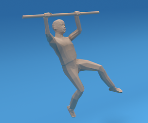 Low Poly Kid Hanging On Bar