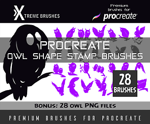 Procreate Owl Stamp Brushes
