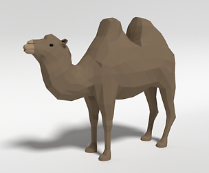 Low Poly Cartoon Bactrian Camel